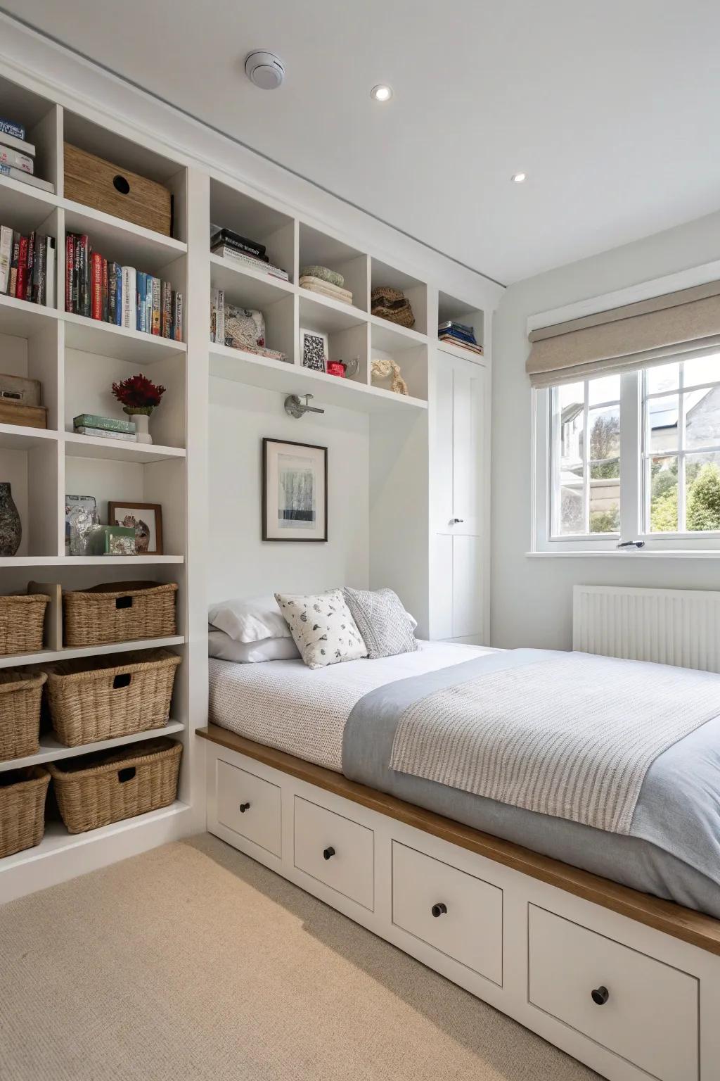 Integrated storage solutions ensure your bedroom remains orderly and stylish.