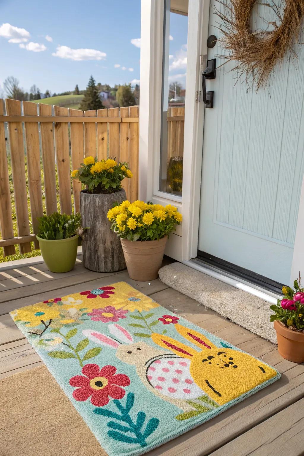 A spirited entry textile contributes an amiable attribute to your veranda, ideally suited for the springtime period.