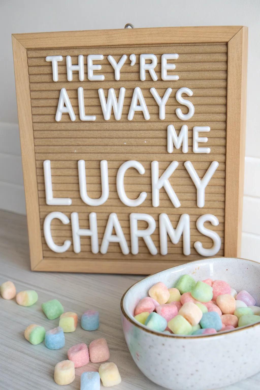 A playful nod to a timeless phrase, perfect for lighthearted St. Patrick's Day decoration.