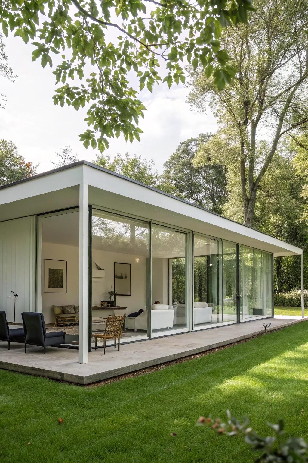 A modern, minimalist summer house that radiates simplicity and elegance.
