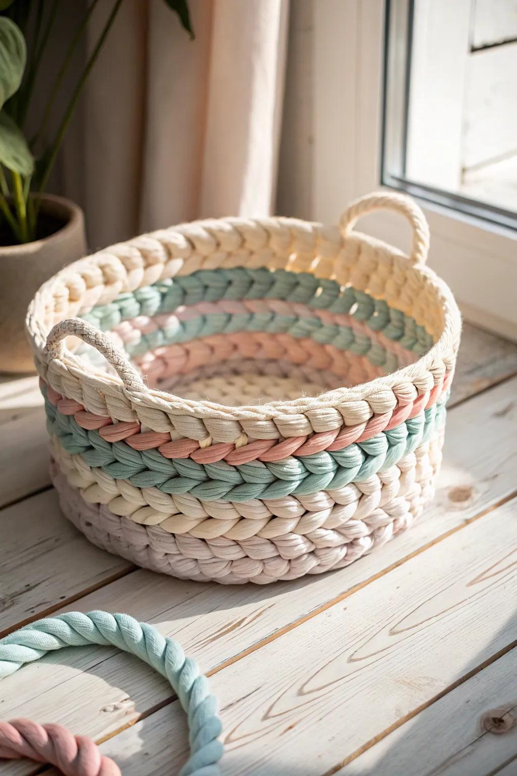 Metamorphose your aged tees into a magnum opus with this chic tee textile container. Embrace sustainable living with panache!