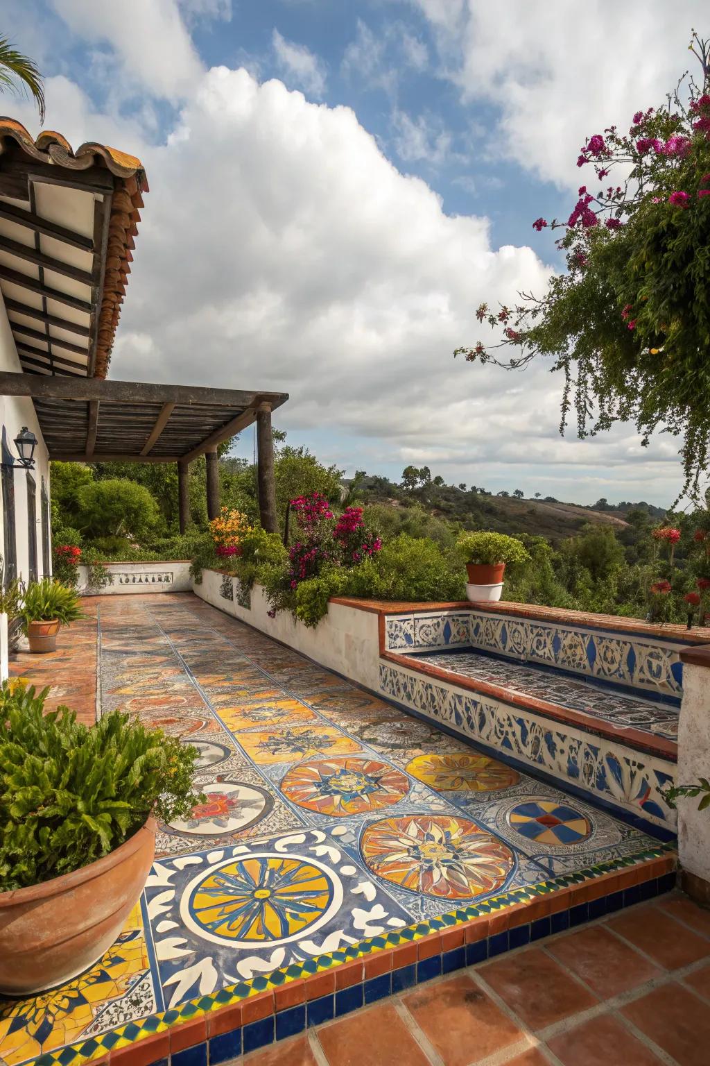 Fashion an attractive outdoor setting with Artisan Motif tiles.