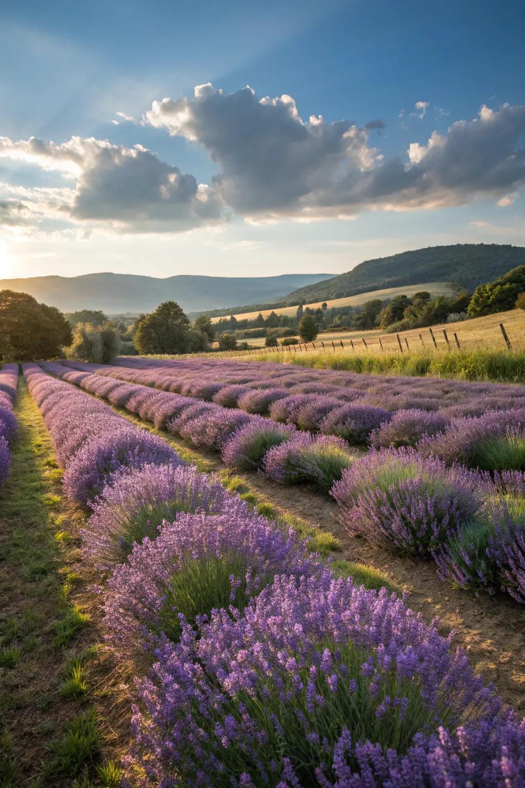 Lavender in bloom, bestowing a trace of violet refinement to your tea garden.