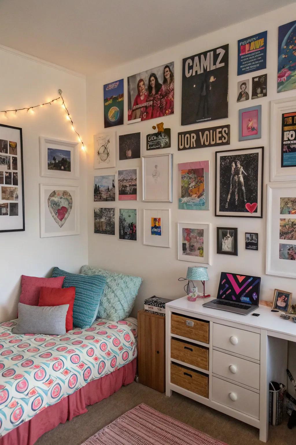 Gallery walls add character and personal flair.