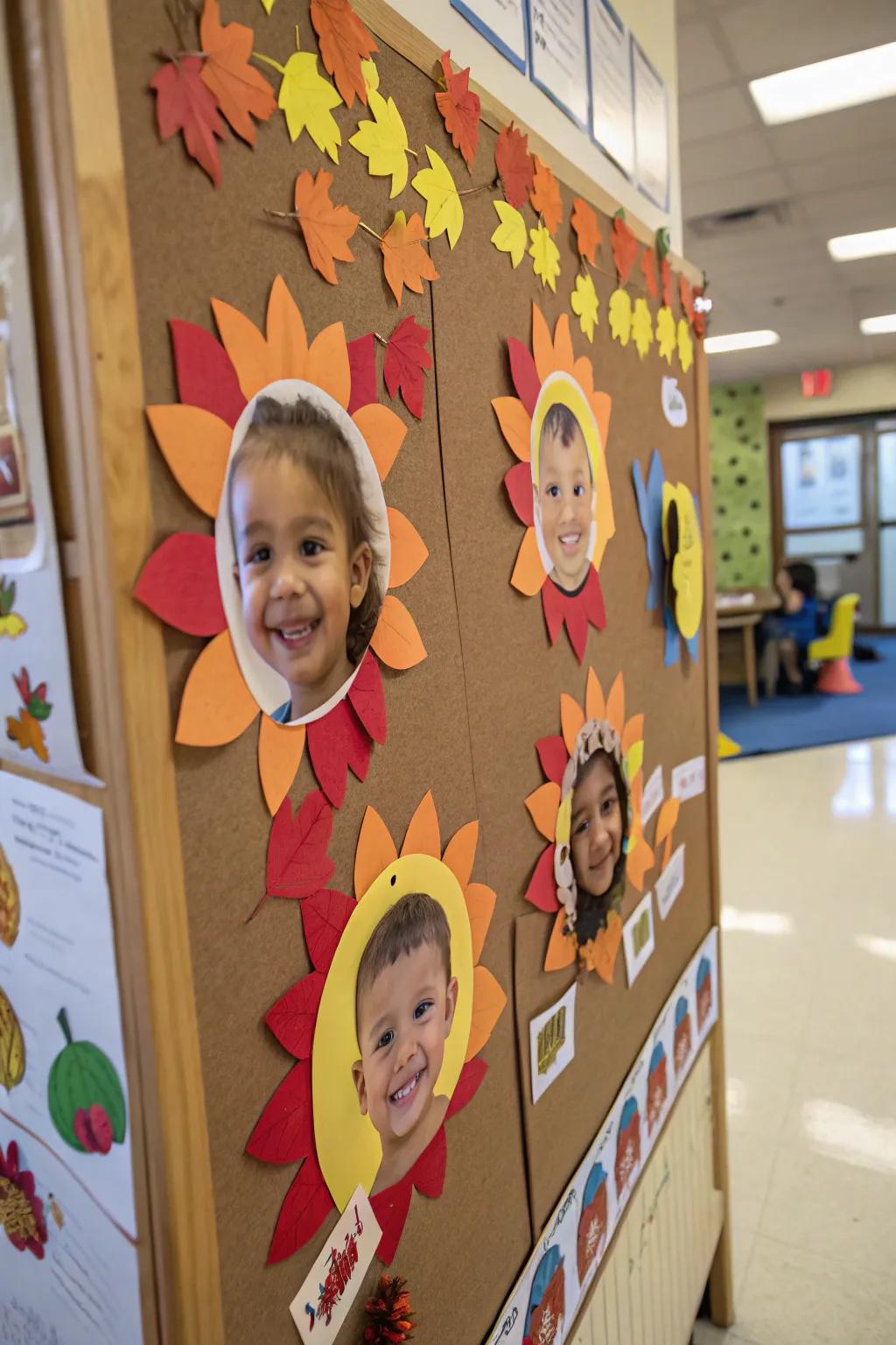 A whimsical Gobble Crew presentation showcasing the visages of preschoolers.