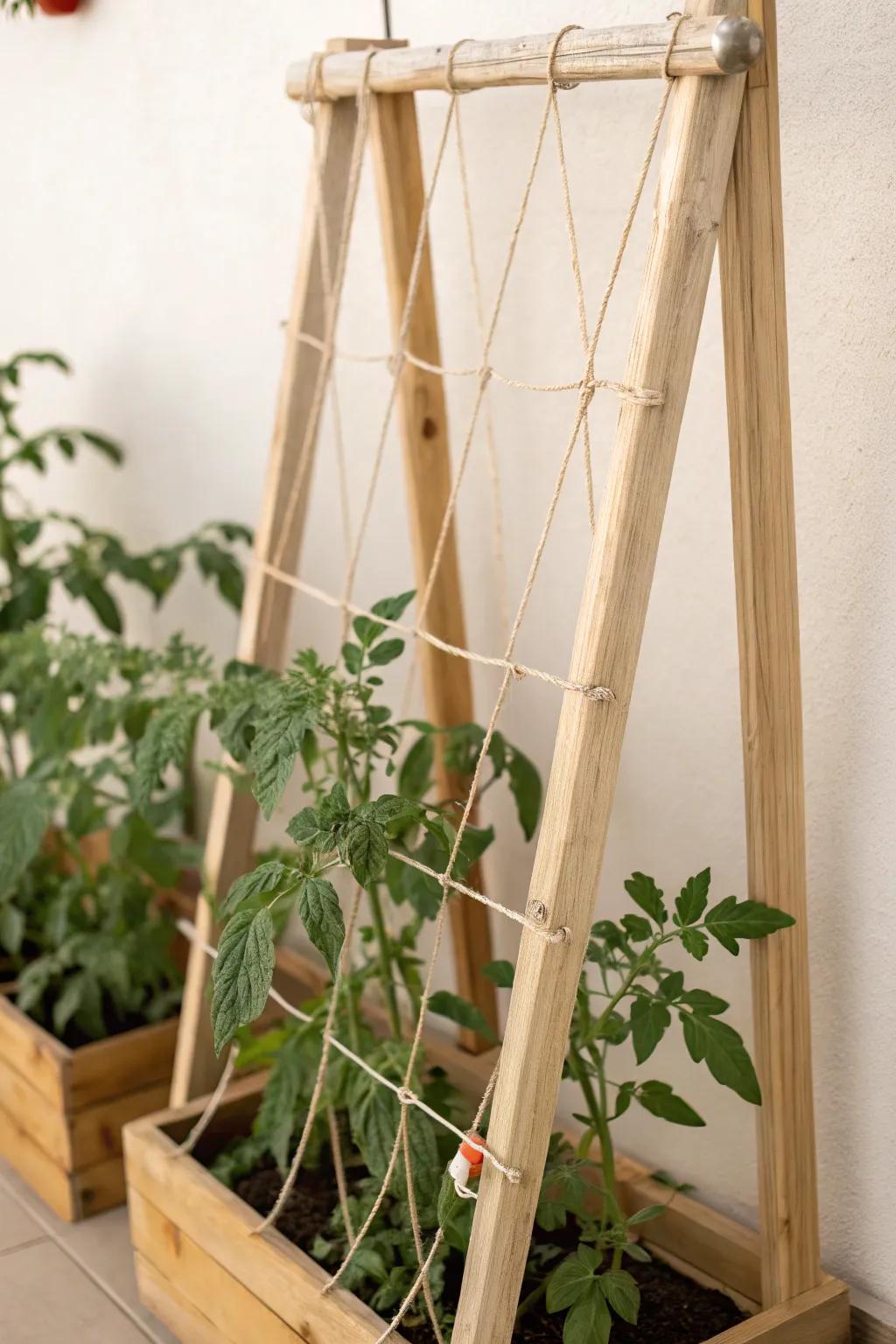 Enhance your garden with a hint of minimalist grace utilizing a self-made upright fiber frame trellis.