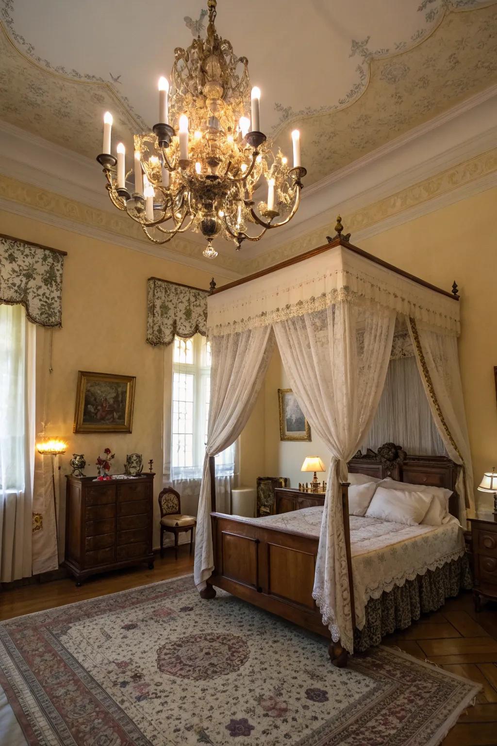 A hanging light introduces a hint of grandeur to your bedroom.
