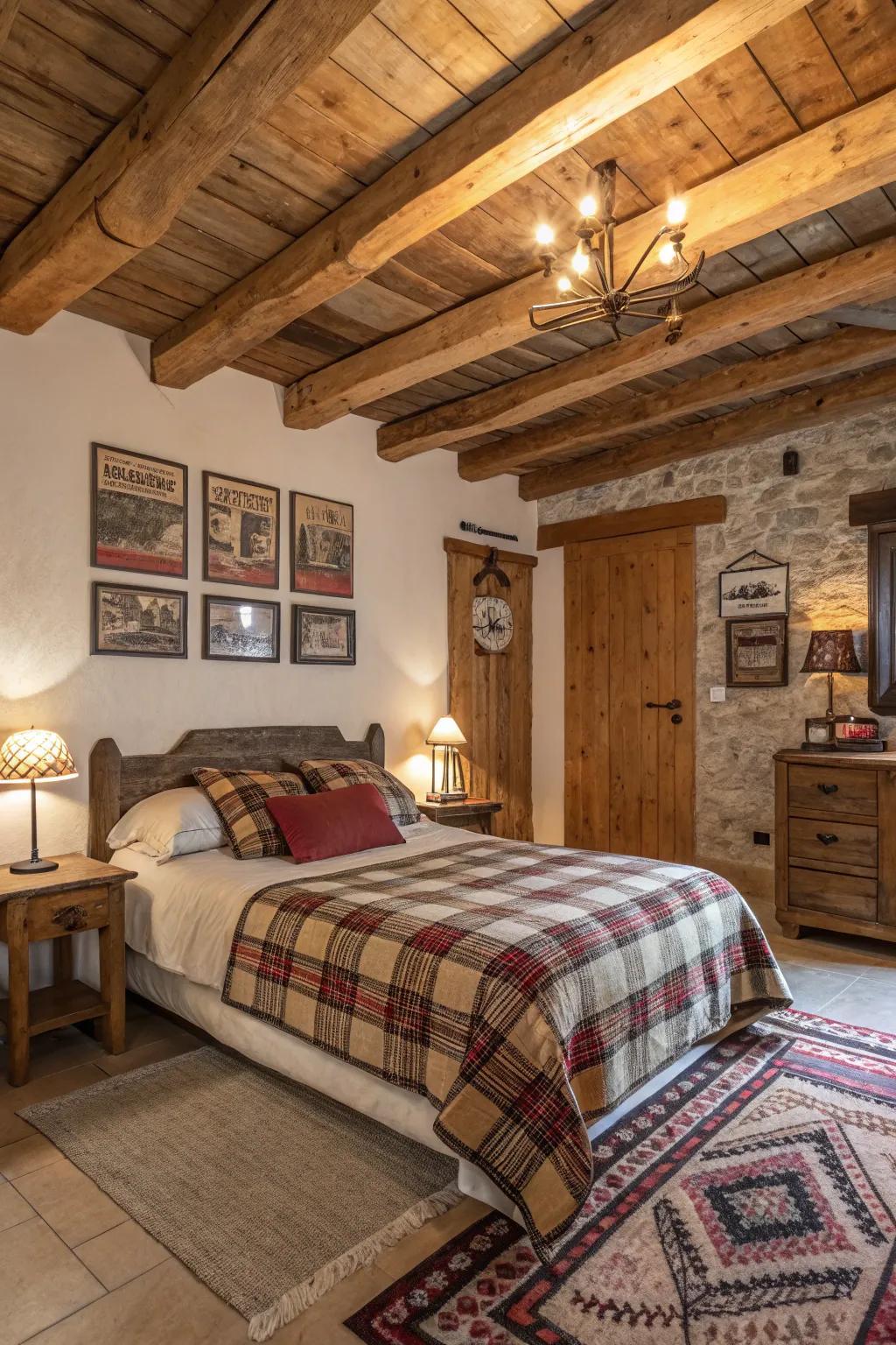 Displayed supports introduce a hint of countryside appeal to your bedroom.