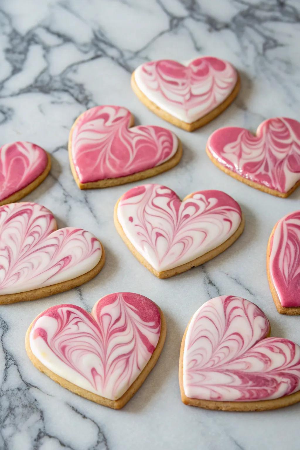 Artistic variegated hearts, a feast for the eyes.