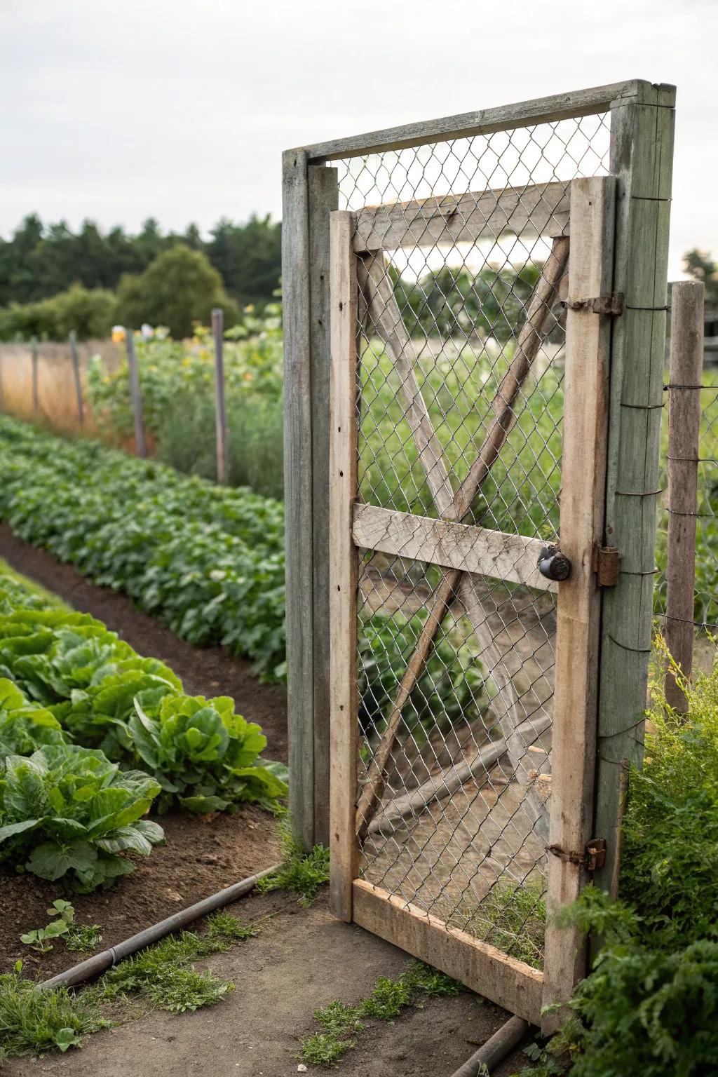 A modern garden door featuring fine wire screens for enhanced security.