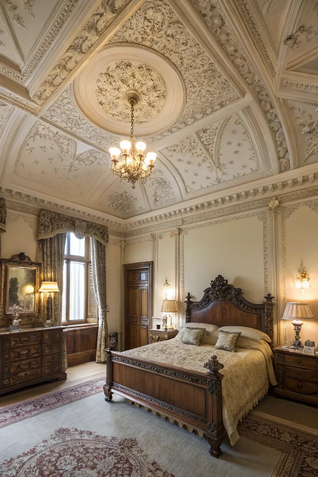 Ornamental moldings inspire a feeling of Victorian artisanship.