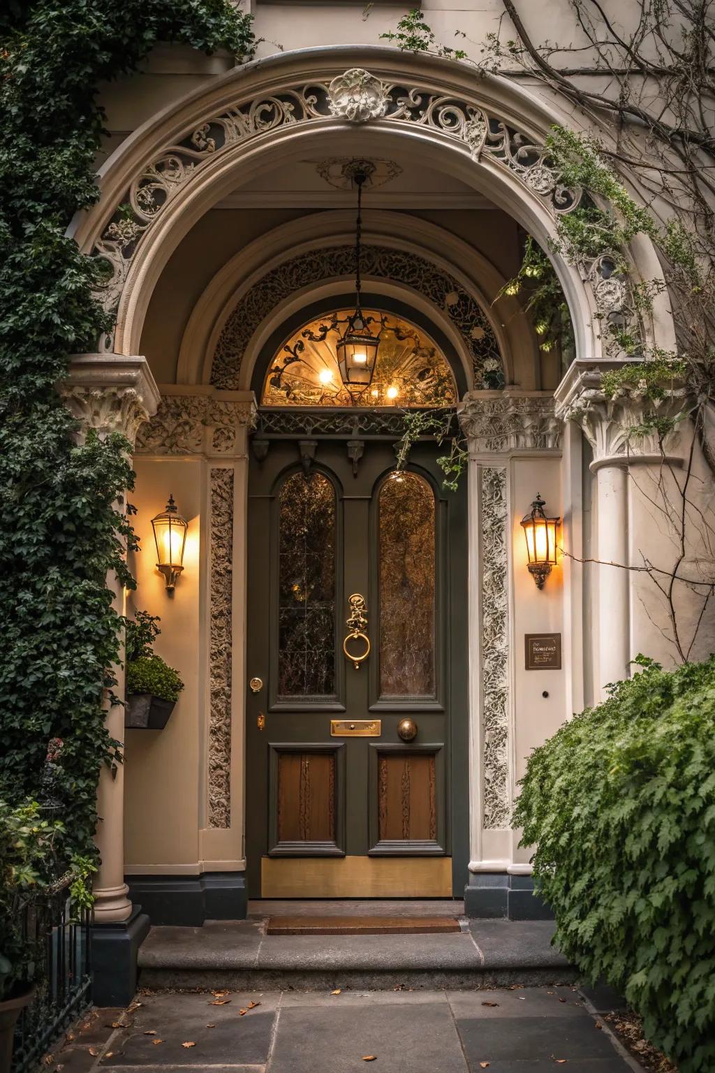 A graceful arched entrance enhances this Victorian home's charm.