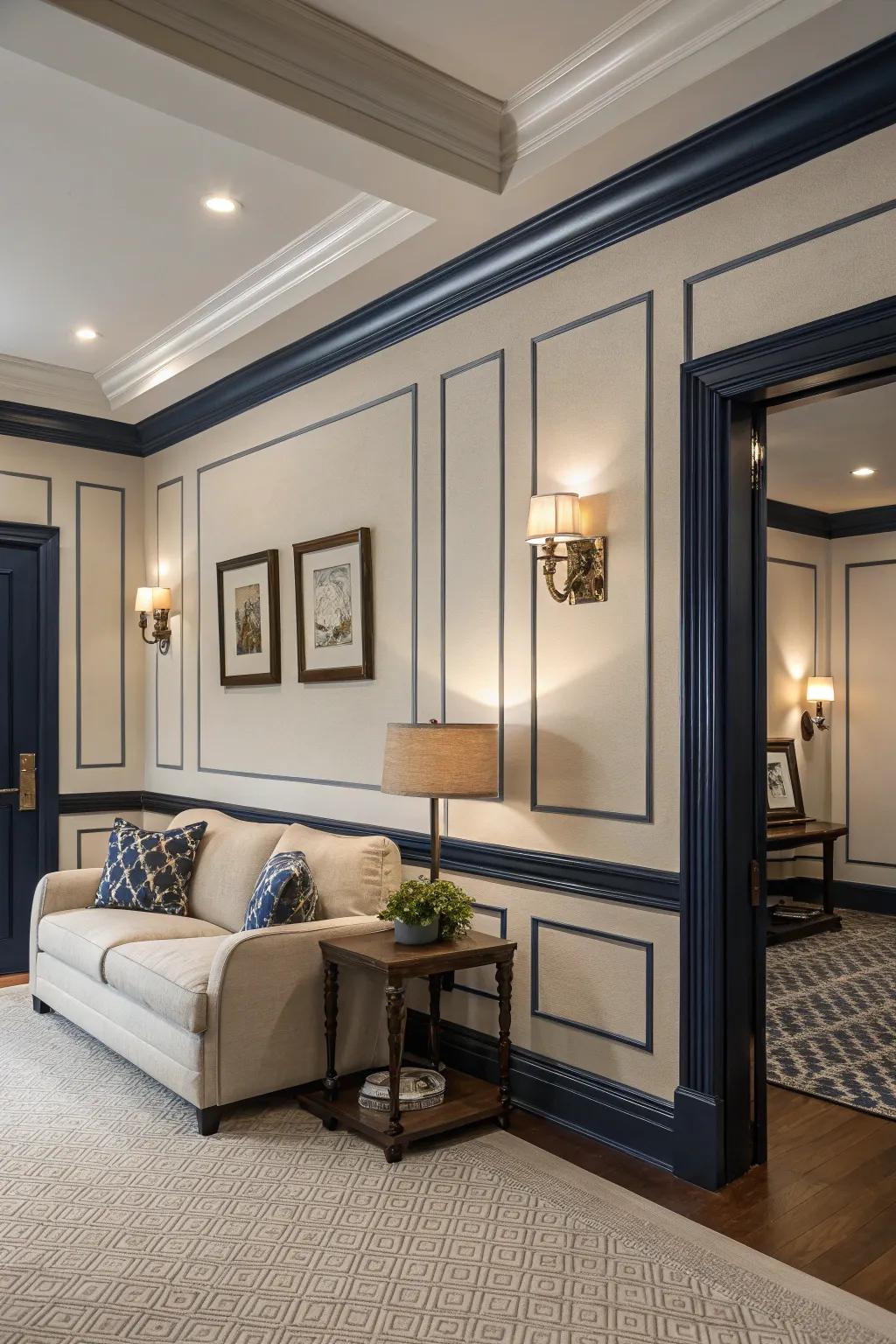 Complementary tone accents create a striking effect
