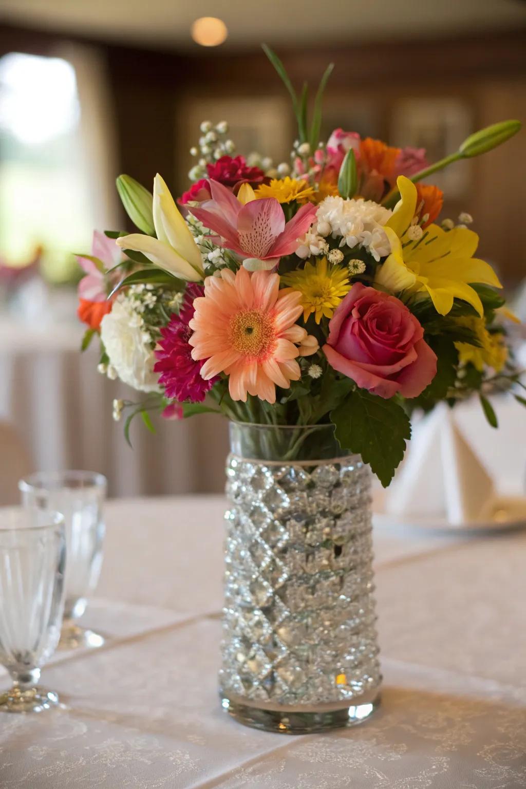 A lively floral arrangement extending a warm welcome.