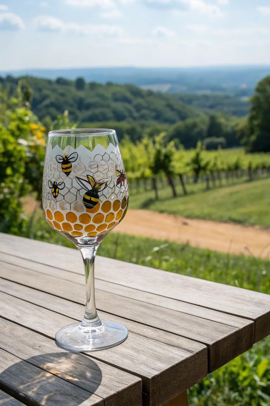 Bee and honeycomb motifs imbuing your glassware with a touch of nature.