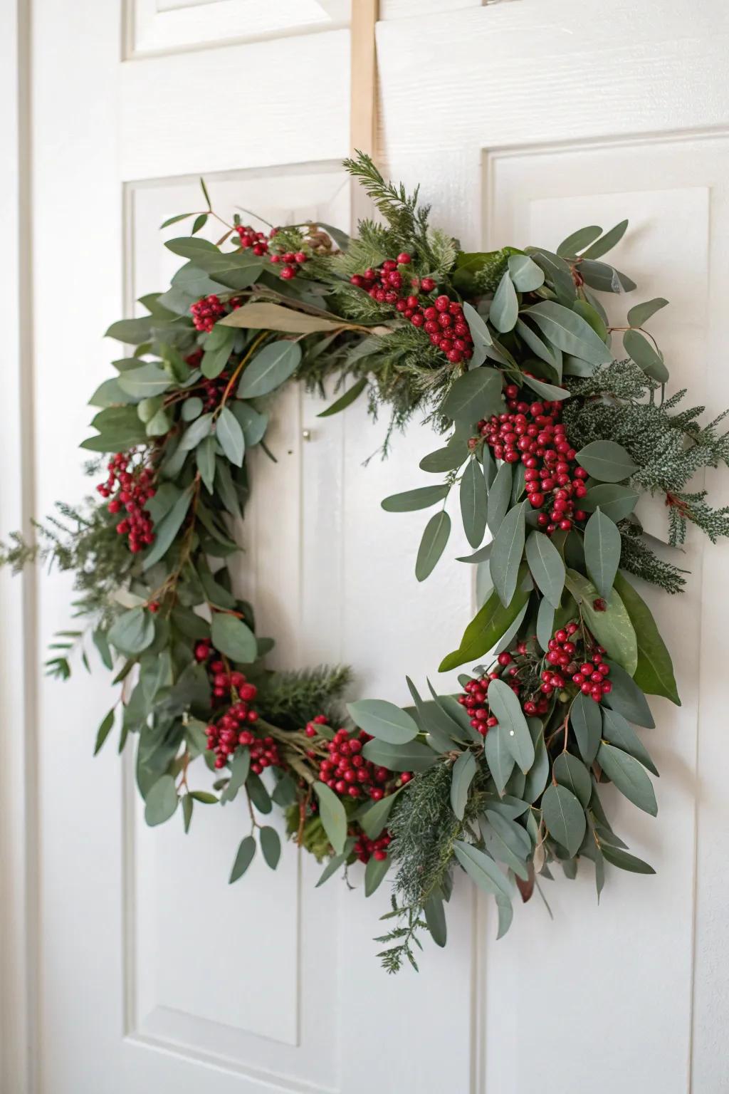 Eucalyptus and berries extend a crisp, scented winter salutation.
