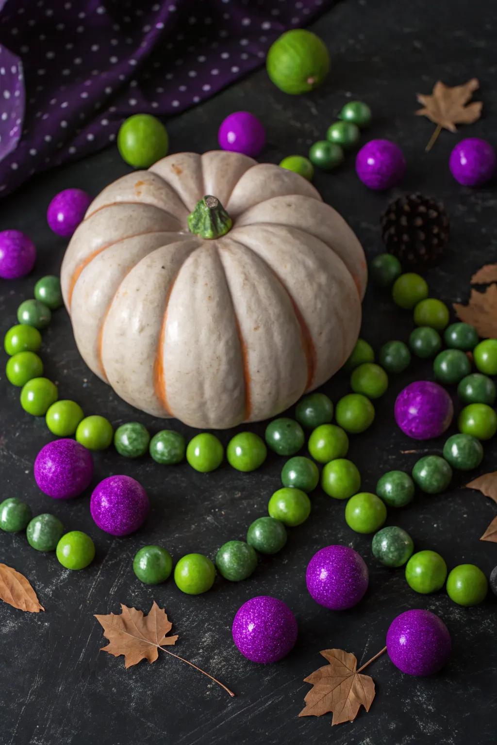 Gourd embellished with vibrant alchemic elements.