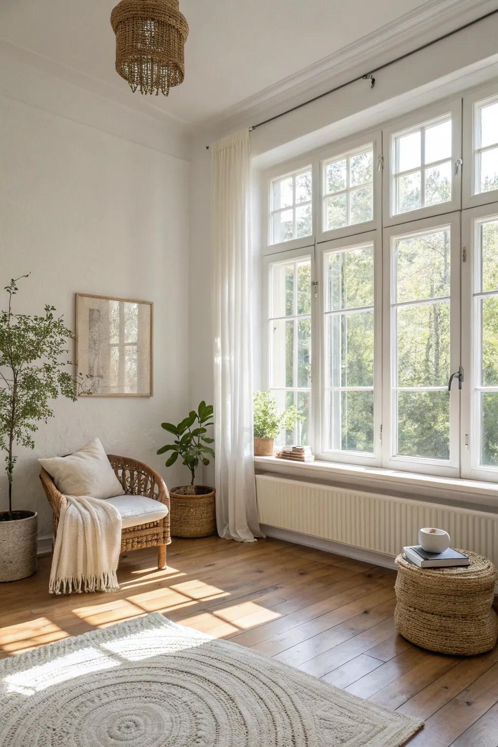 A bright, sun-drenched room filled with ample natural light.