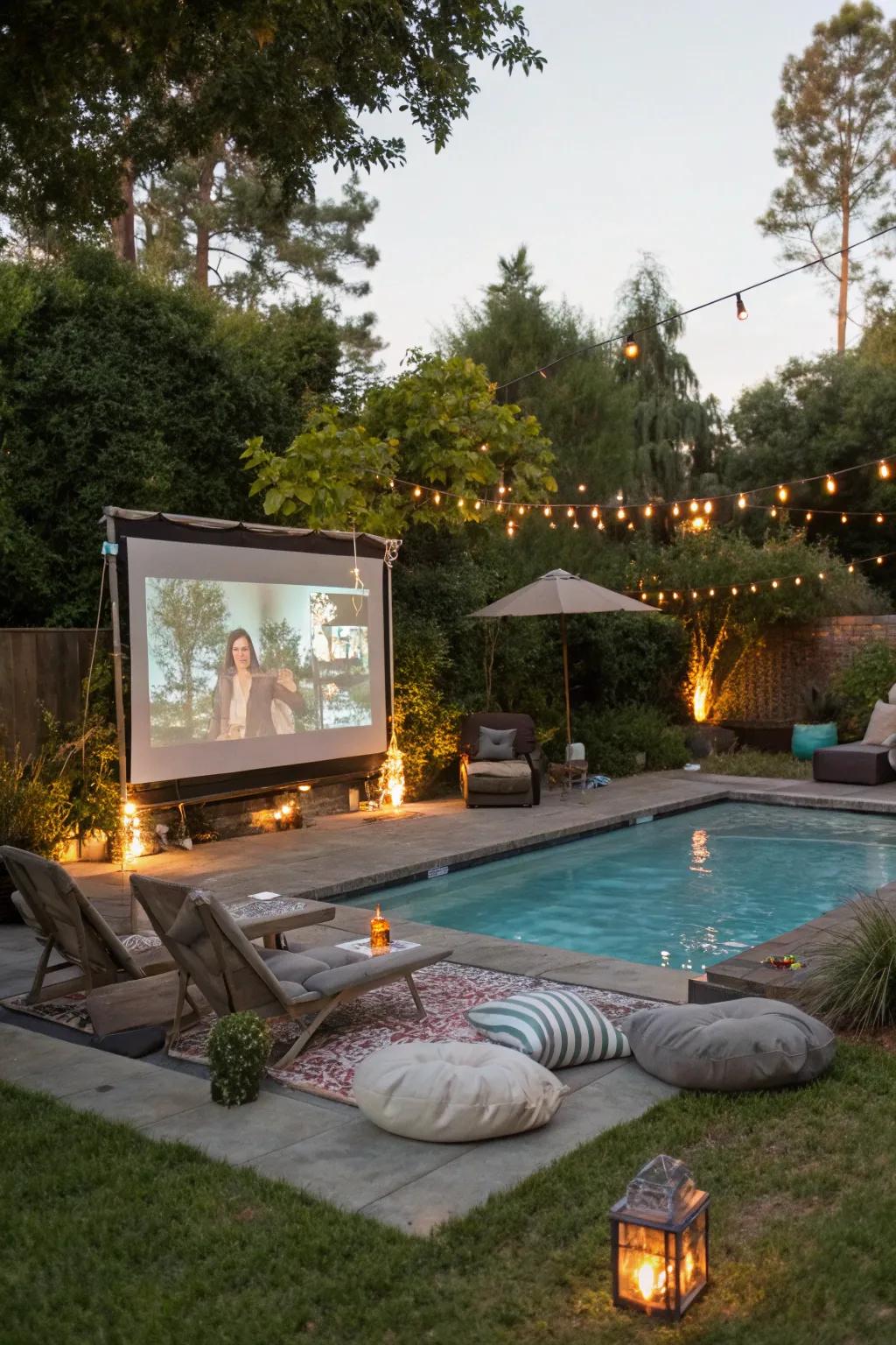 Turn your poolside into an attractive theater for a remarkable film experience.