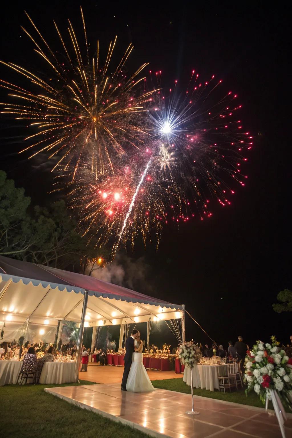 A magnificent fireworks display marking the end of a remarkable evening.