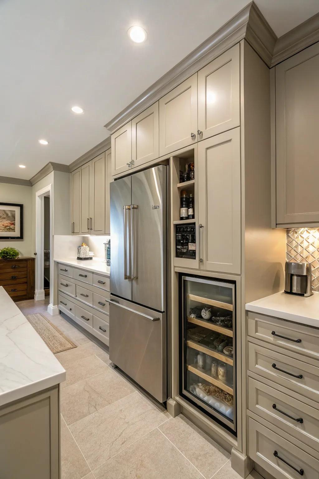 An integrated design provides a unified and cohesive kitchen aesthetic.