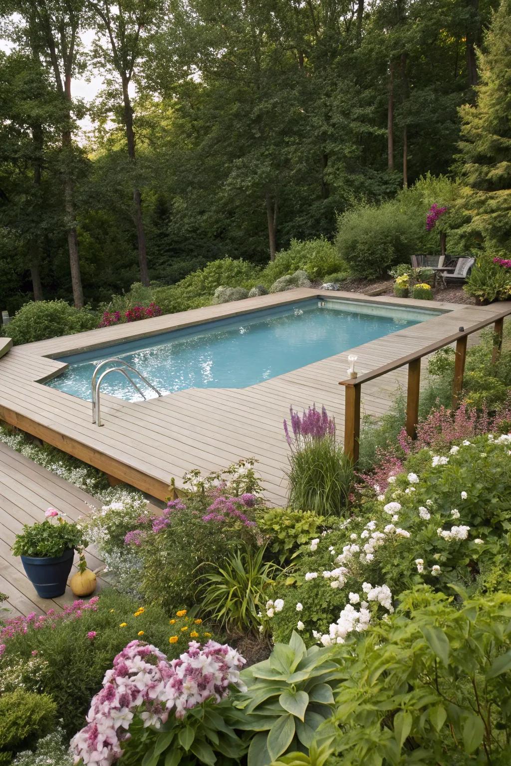 Lush landscaping can transform your pool area into a tranquil escape.