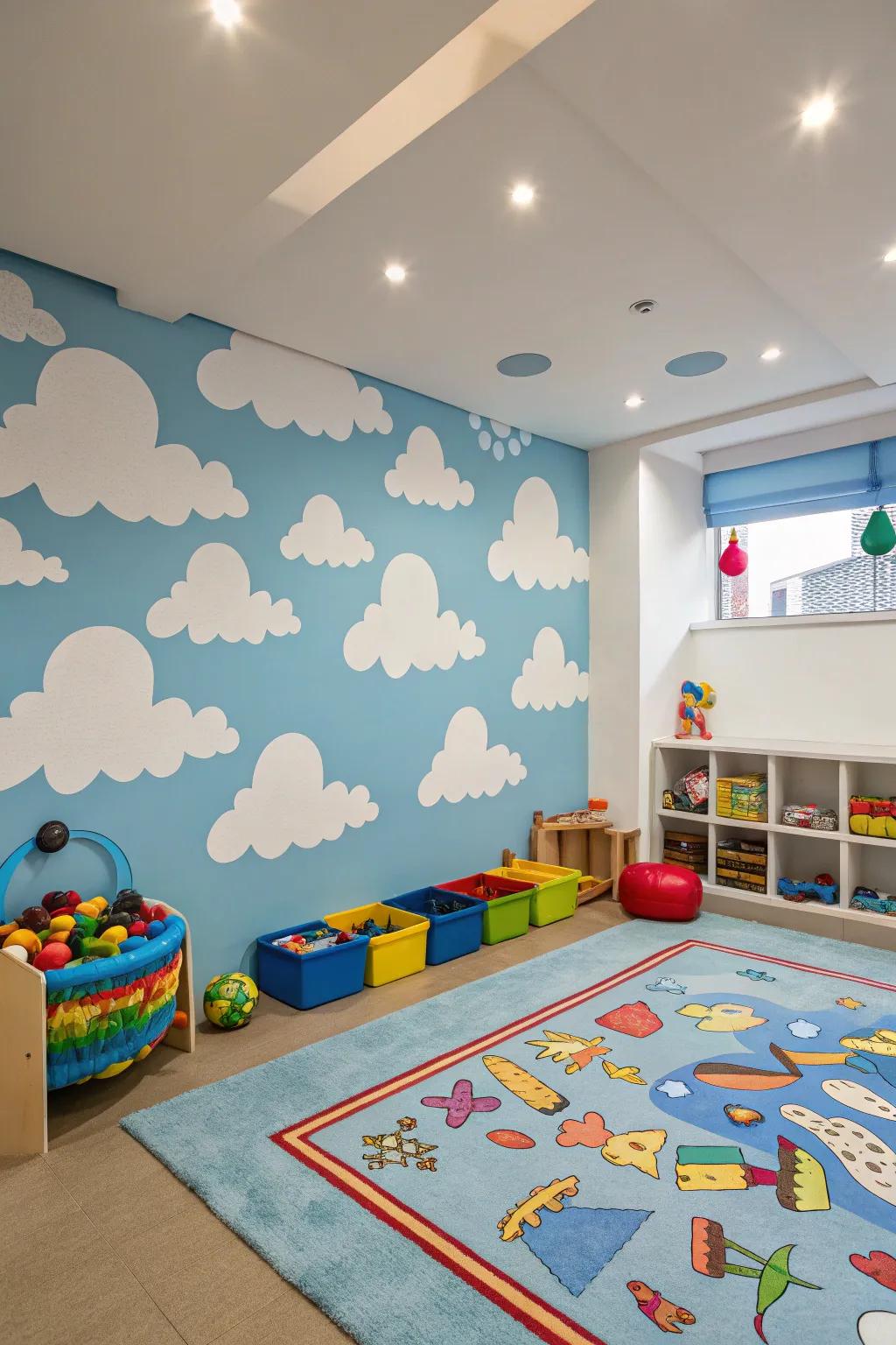 Artistic murals create an engaging and personal ambiance.