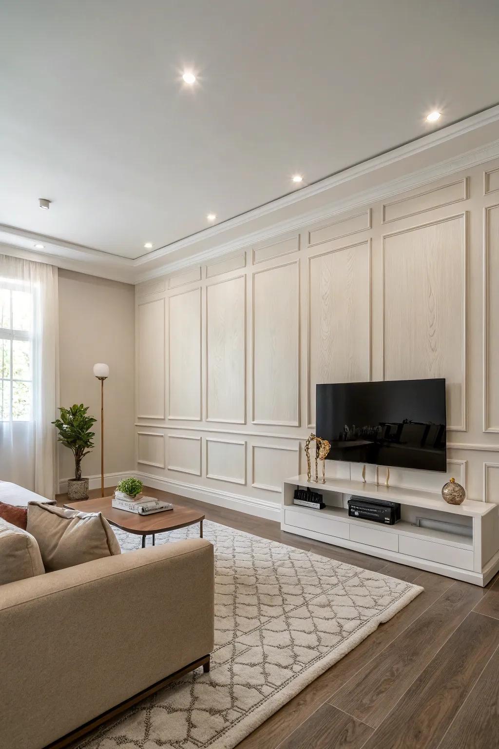 A spare sitting room featuring a simple panel enhancement.