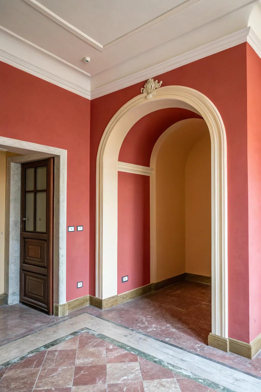 A pop of color brings an alcove to life.