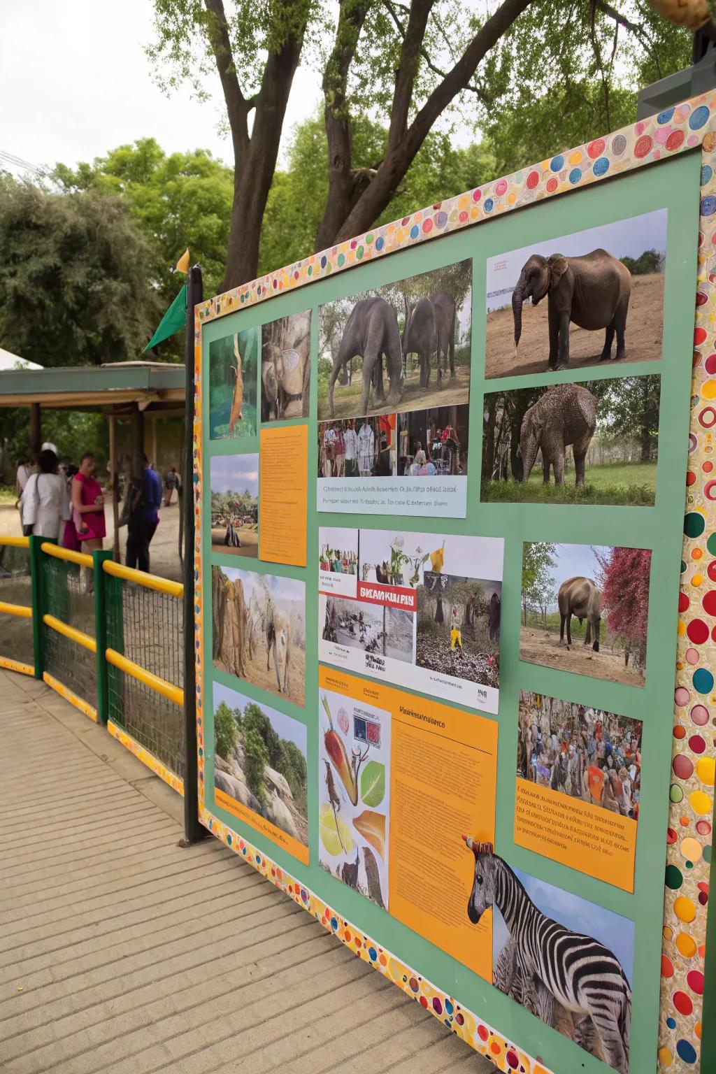 An animated zoo-themed pin board presenting a variety of animals.