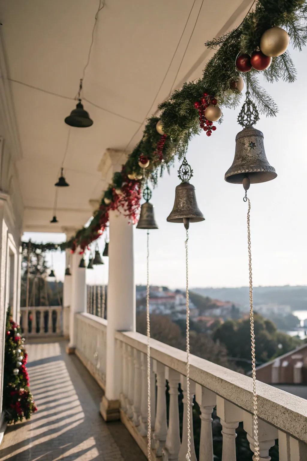 Suspended ornaments fashion a festive and space-conserving ornamentation.
