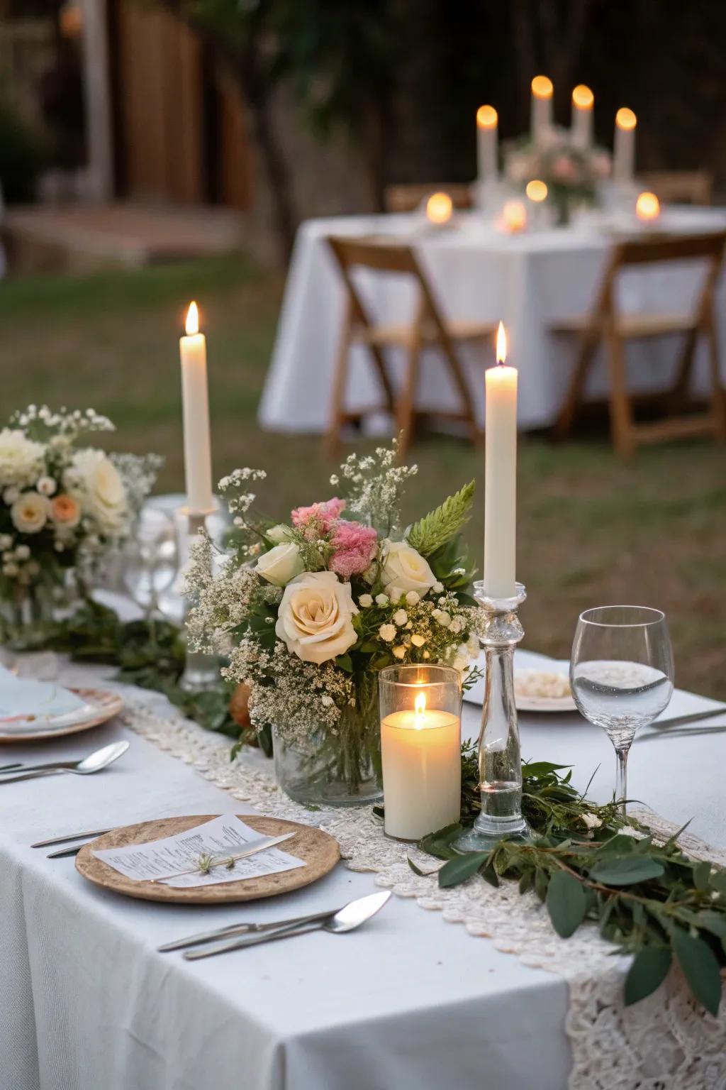 Sophisticated table arrangements featuring minimalist centerpieces.