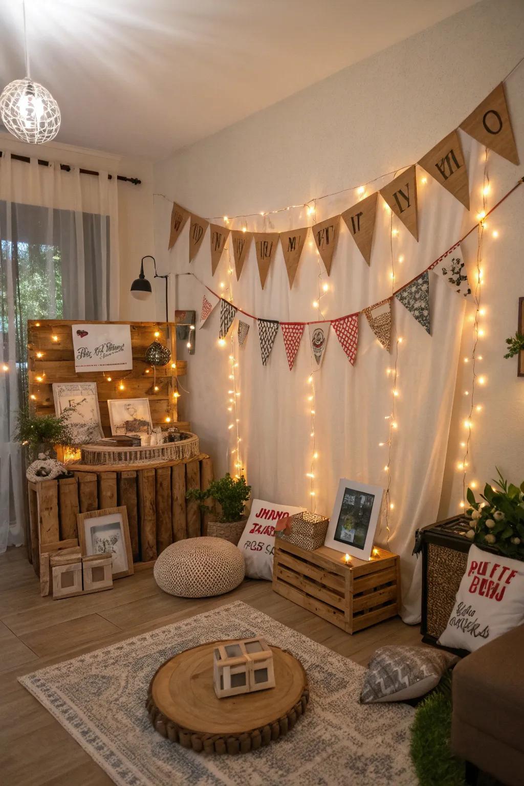 Personalize your celebration with a backdrop reflecting the subject matter.