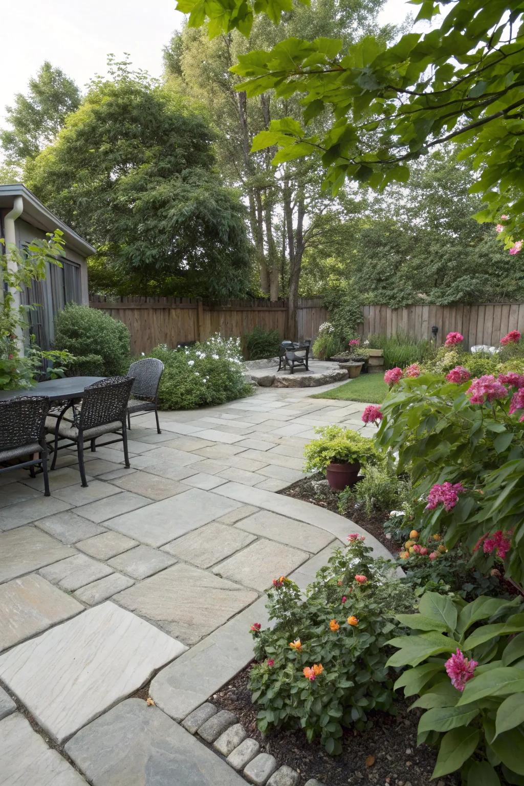 Natural stone pavers present a classic and refined visual.