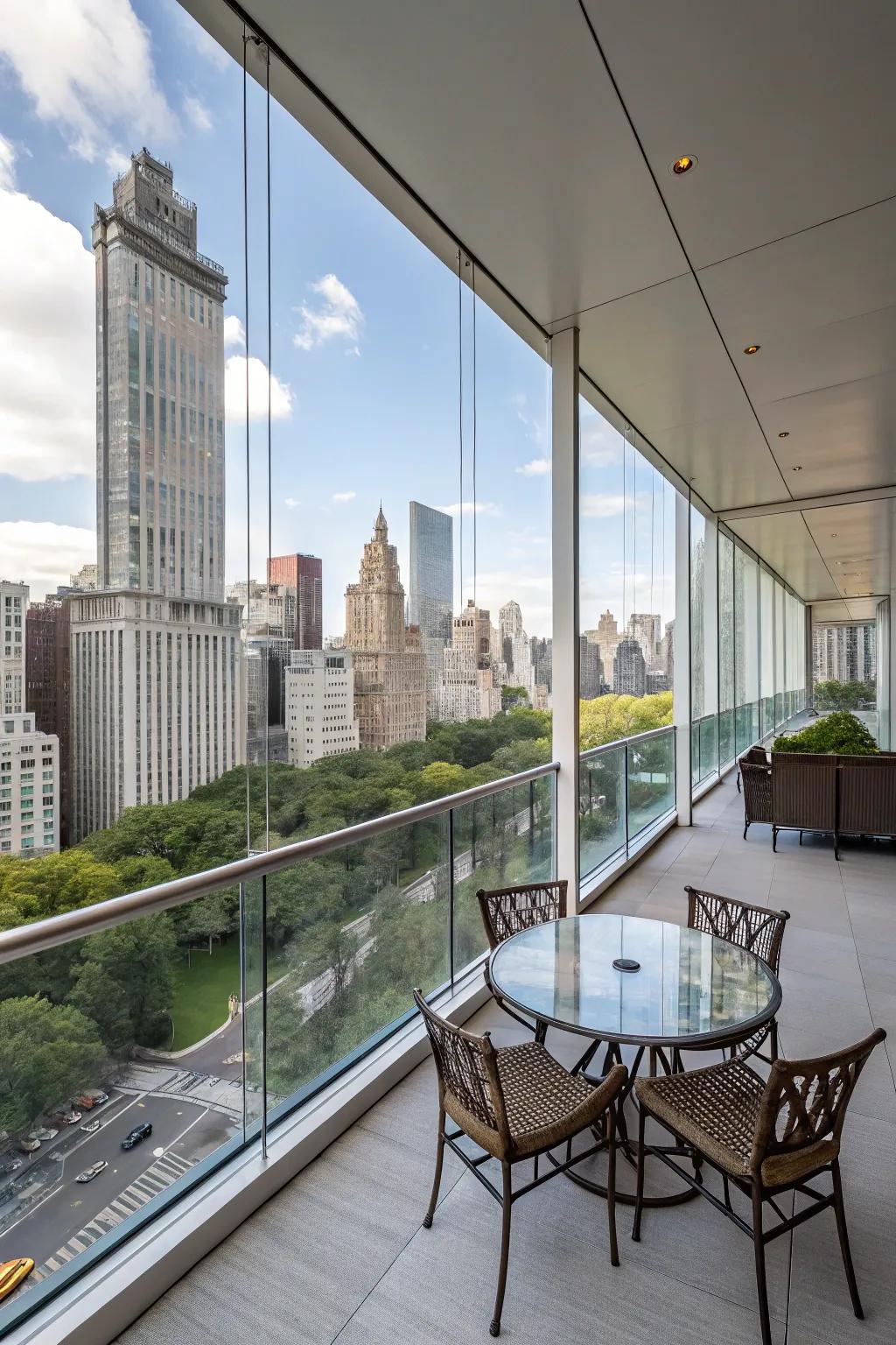 Elegant glass panels ensure protection without impeding views.
