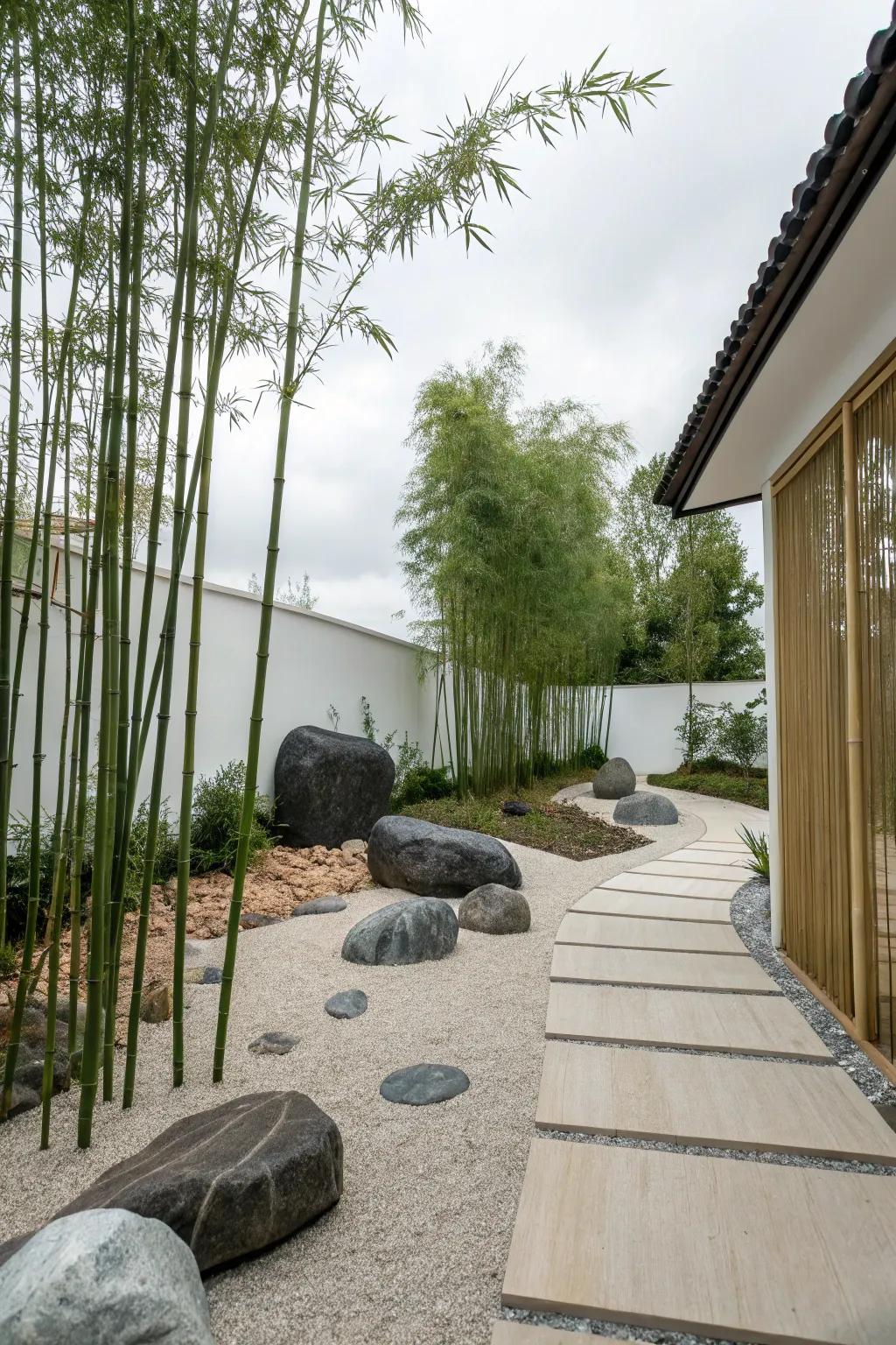 A Zen garden with bamboo for ultimate tranquility.