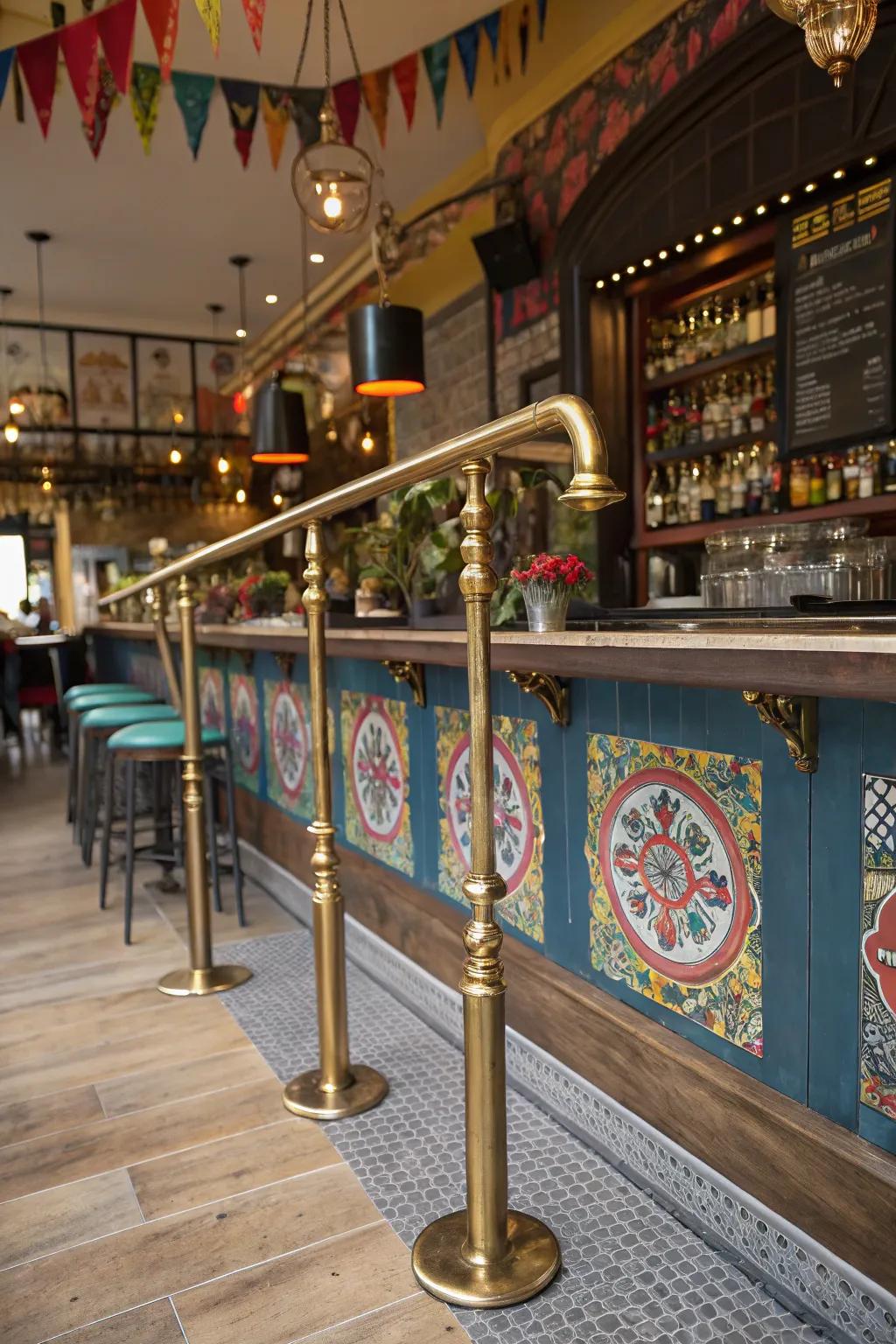 A vibrant foot rest combining metallic and golden alloy for a varied vibe.