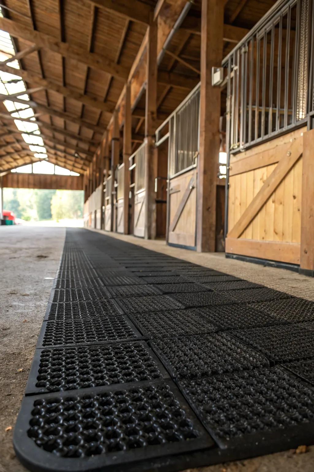 Rubber matting ensures safety and comfort for your barn's inhabitants.