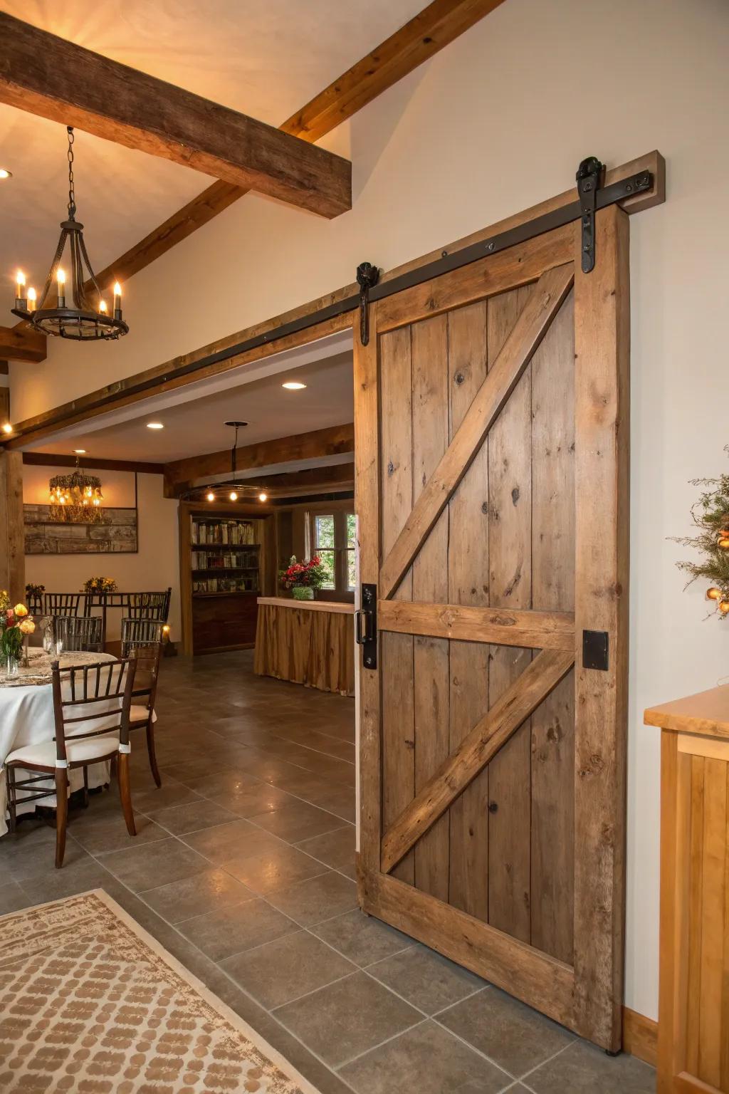 Embody rustic elegance by incorporating sliding barn doors.
