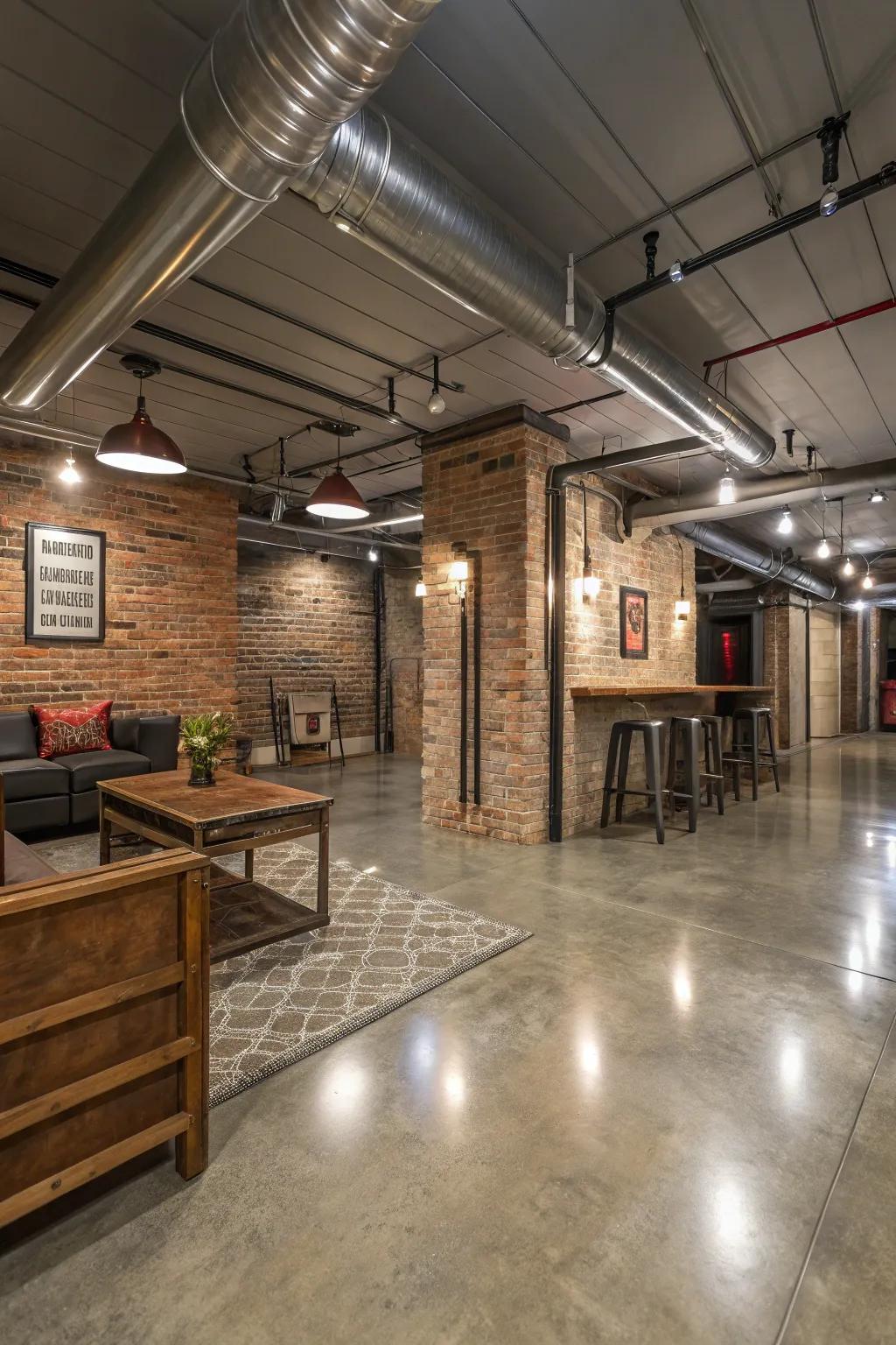 Burnished stone provides an urban trendy aesthetic.