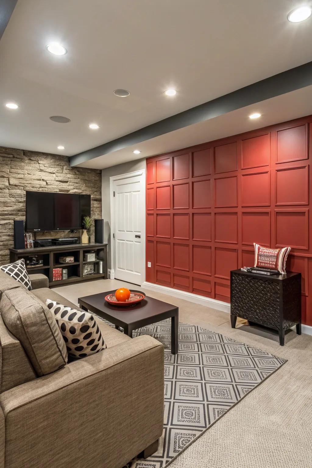 Feature walls introduce a bold statement to your basement.