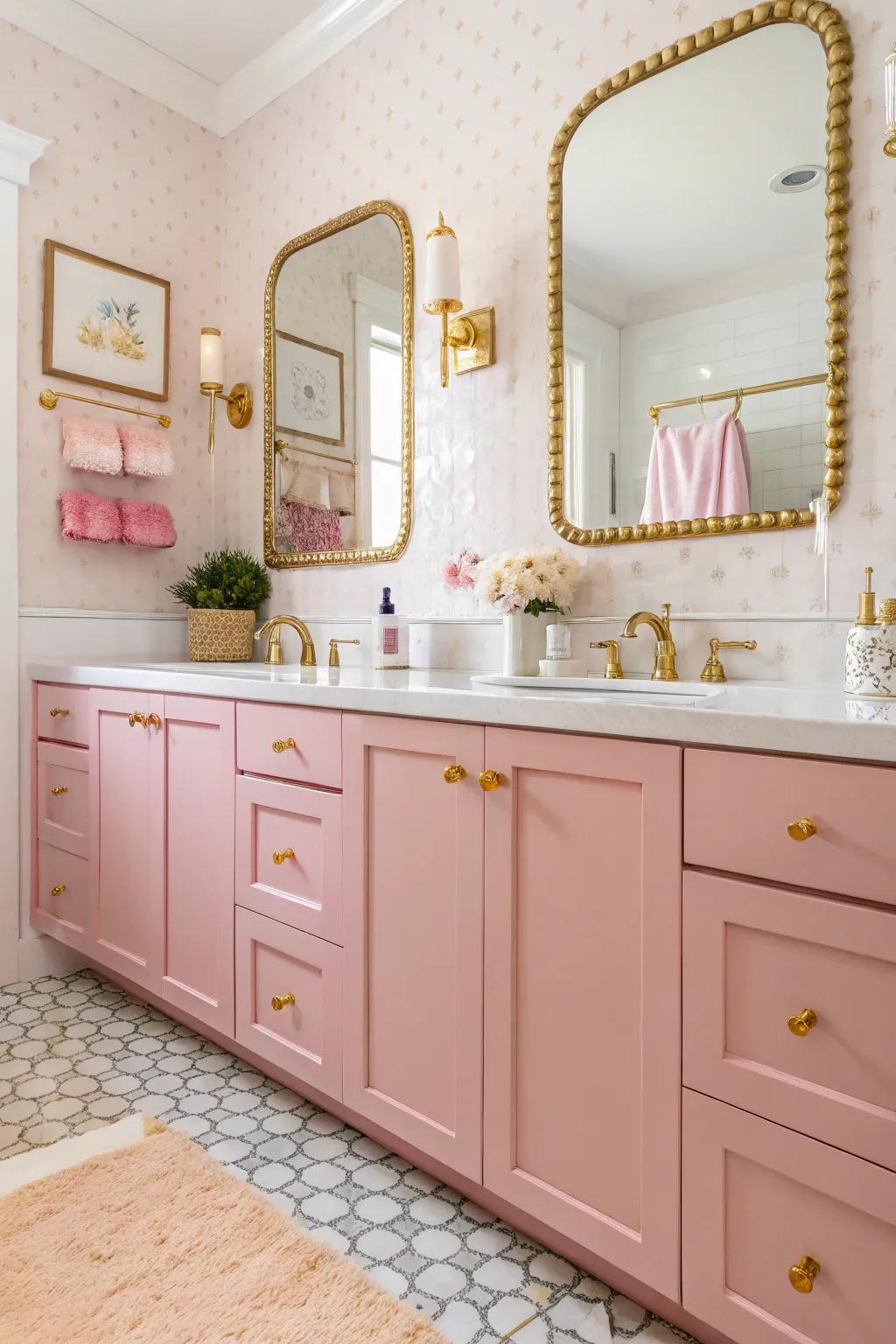 Rosy tones add gentle warmth to your bathroom.
