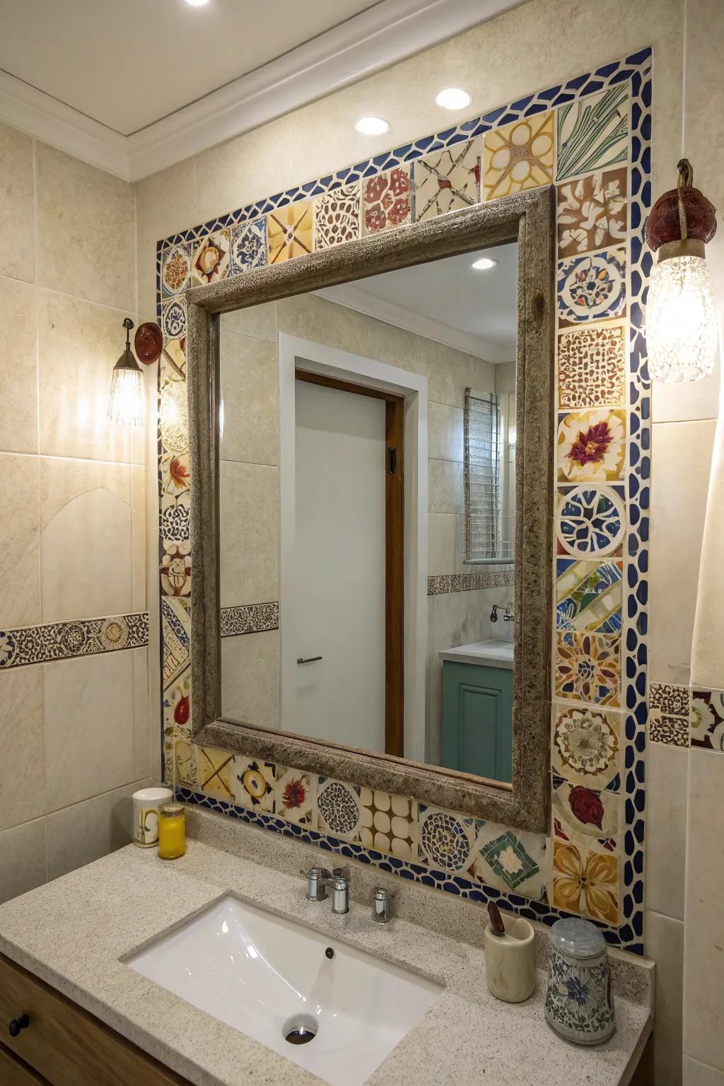 Tesserae edgings transmute looking glasses and vanities into objets d'art.