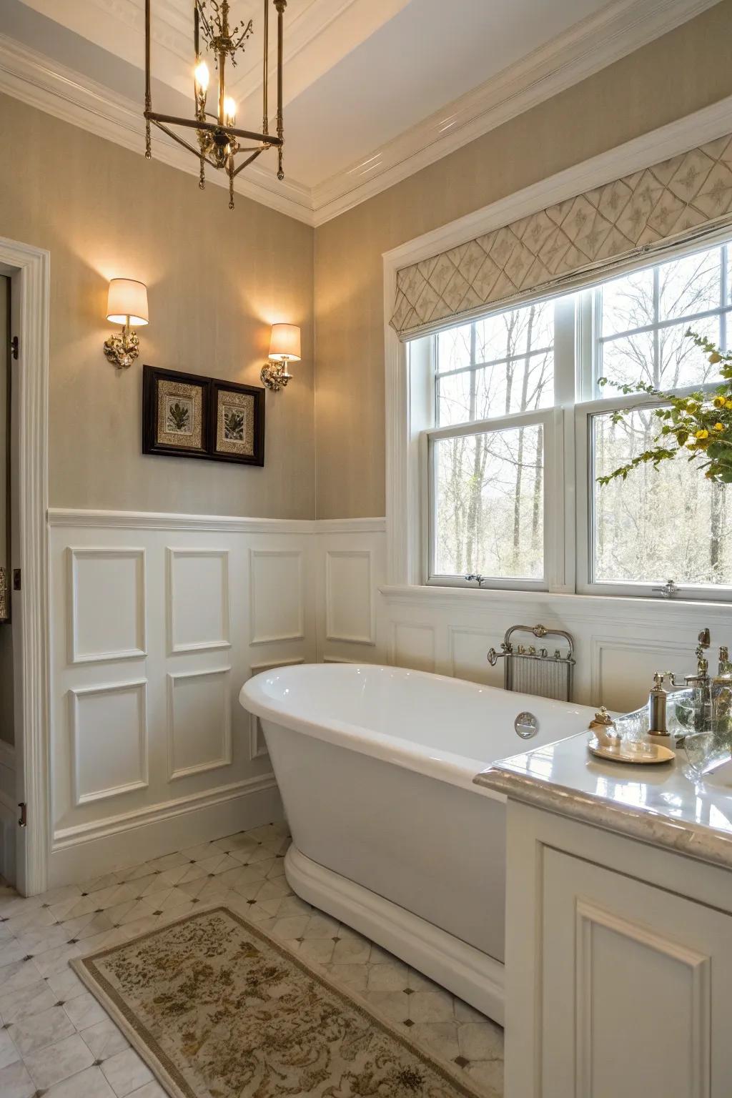 Infuse lasting elegance with paneled finishes surrounding your bathtub.