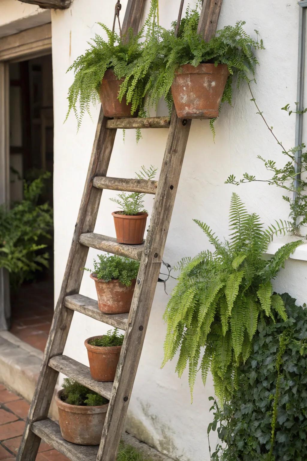 Pastoral allure with a ladder plant exhibition.