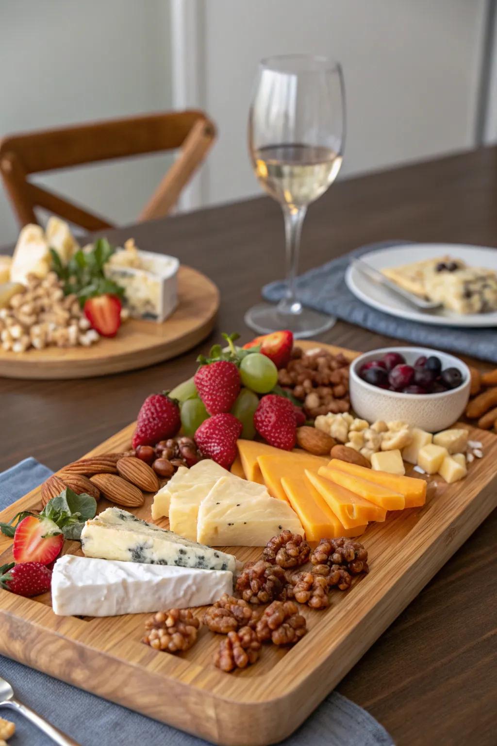 An artisanal cheese presentation board is impeccable for hosting and amusement.