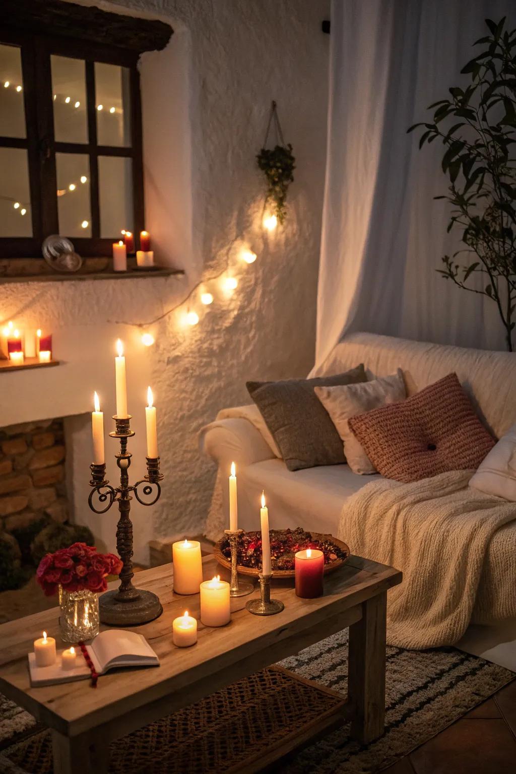 Candles fashion a welcoming and alluring ambiance for a birthday celebration.
