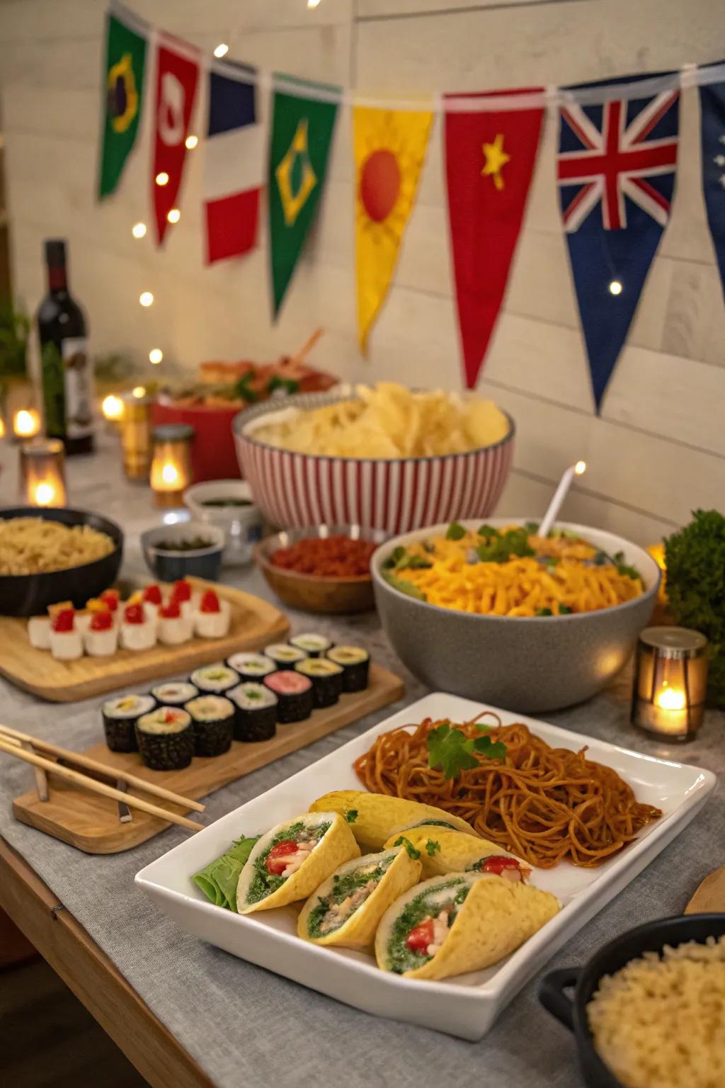 Journey across the globe through a themed dinner gathering.