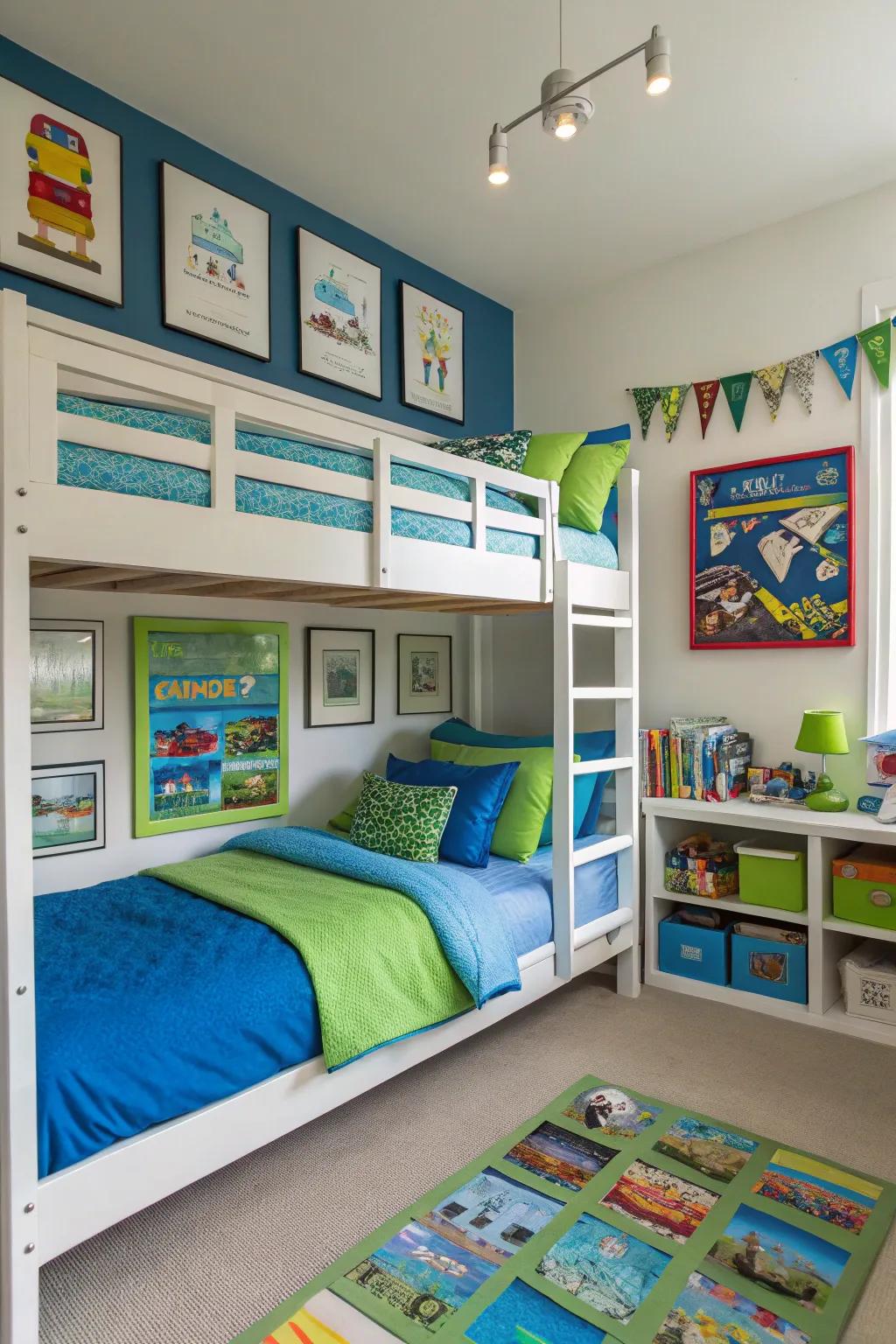 Striking colors result in a dynamic and captivating boys' room.