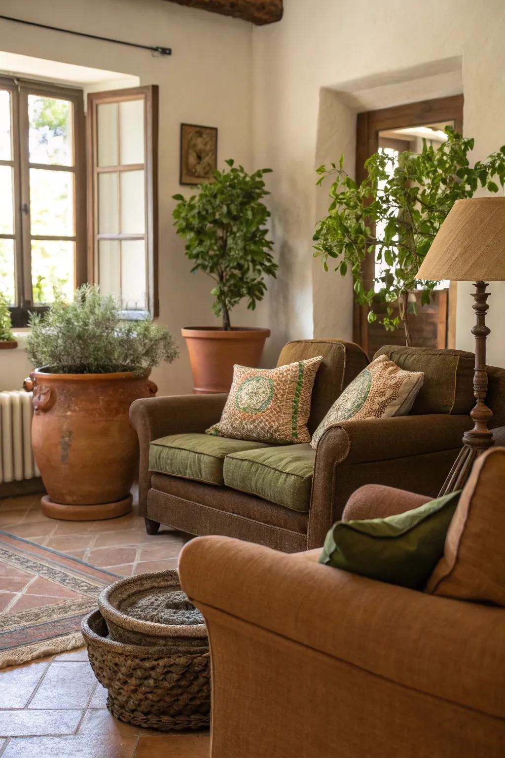 Natural embellishments complement the brown tones for a natural impression.